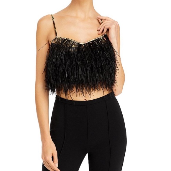 NWT ✨ Loveshackfancy dusty crop camisole top midnight ruby  black feathers - Picture 3 of 9